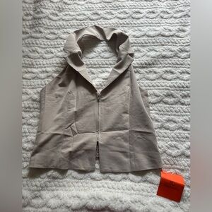 Halter Blazer Vest Tops Sexy Deep V Neck Zip Up Summer Backless